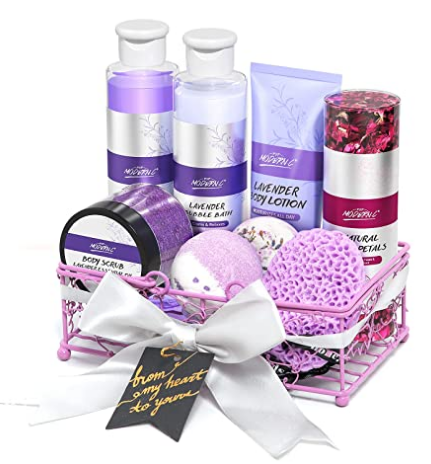 Thumbnail: Lavender Bath Gift Set 9 PCS Basket With Shower Gel Bubble Body Lotion Gift Box