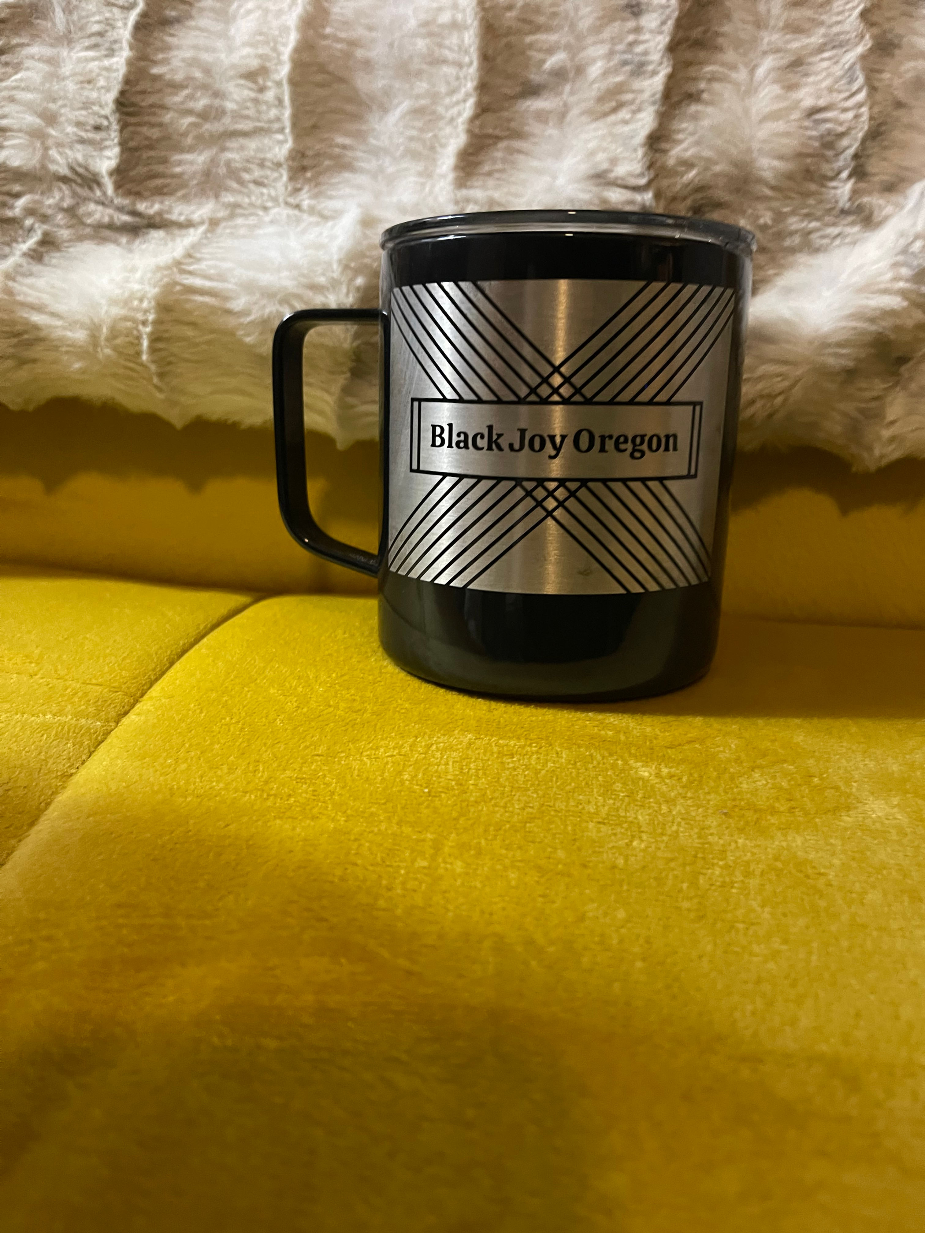 Black Mug with Lid, 14oz