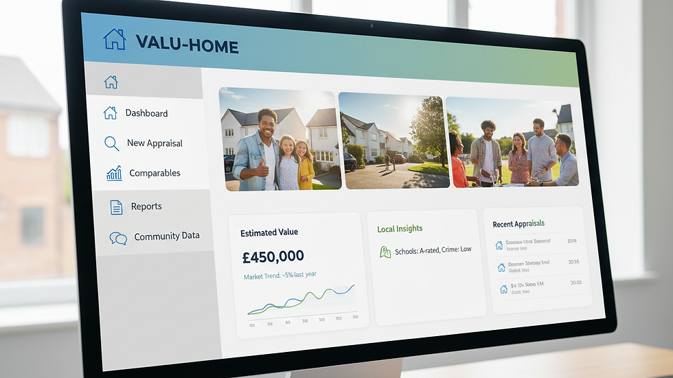 Close-up view of a computer screen displaying property valuation software