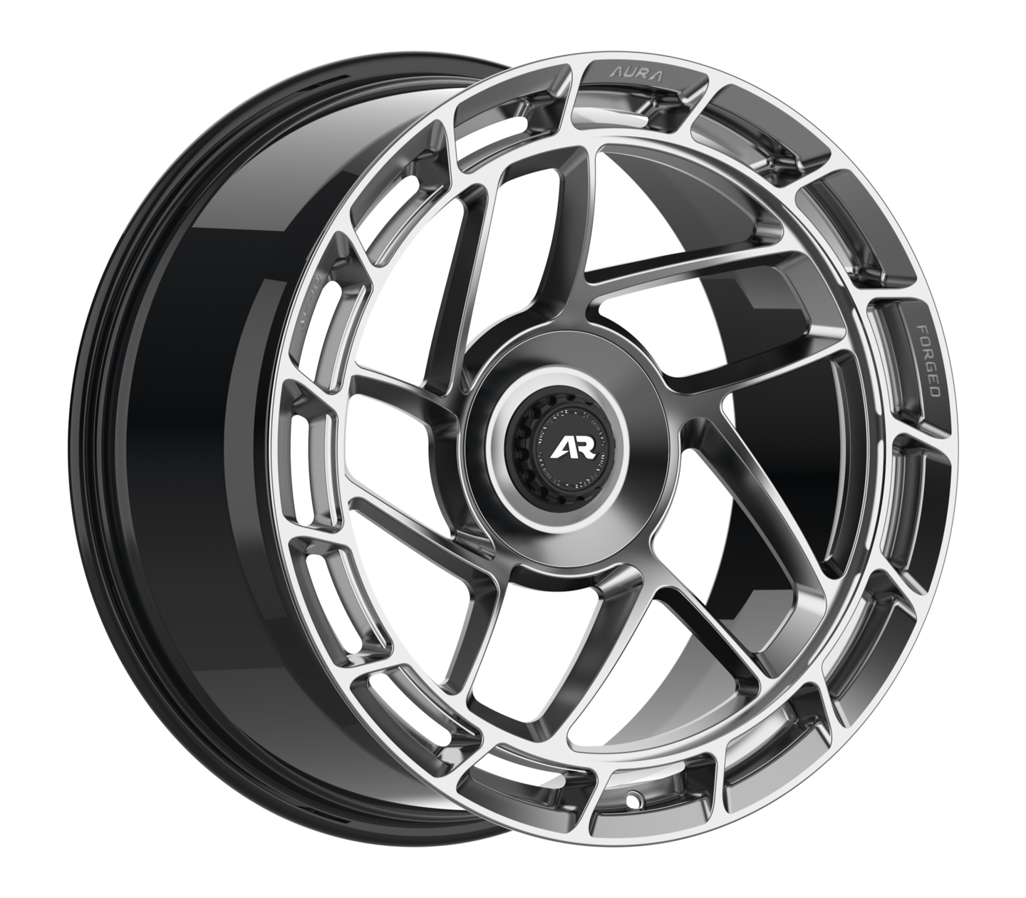 Aura Forged Aero Performance AF-08 Diamond Black with Center-Cap Design Cap