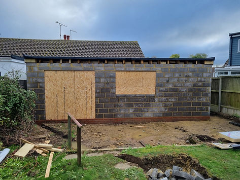 Whitstable rear extension built to weathertight shell so client could finish them selfs.