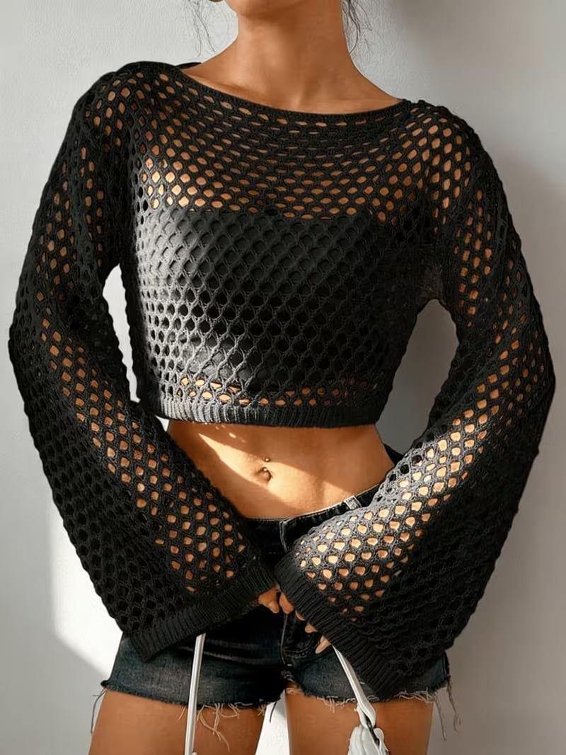 Knitted Mesh Crop Top