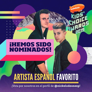 Adexe & Nau nominado a mejor artista Español en los Kids’ Choice Awards 2019