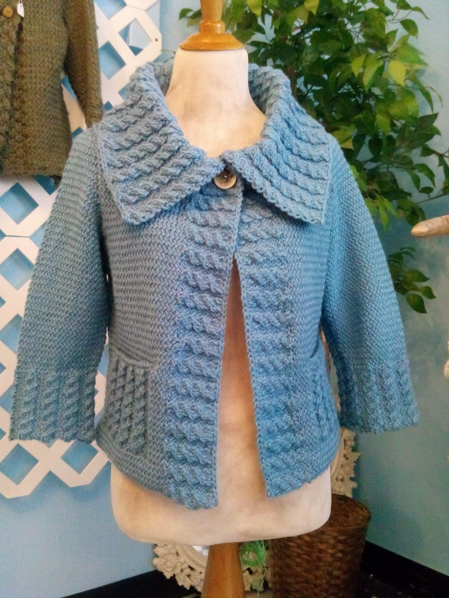 Blue Cable Sweater