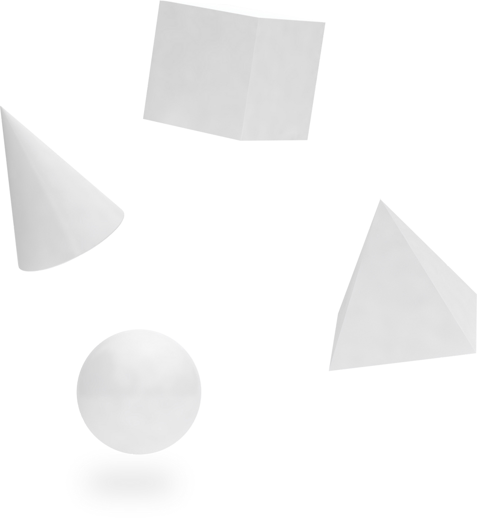 A graphic of 3D shapes