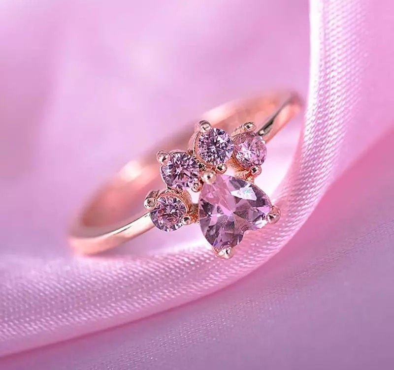 Miniatyrbild: Ring Rose Crystal Gold Paw