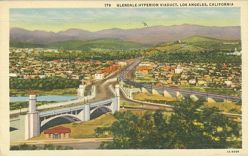 Glendale-Hyperion Viaduct, Los Angeles, California Postcard 1931