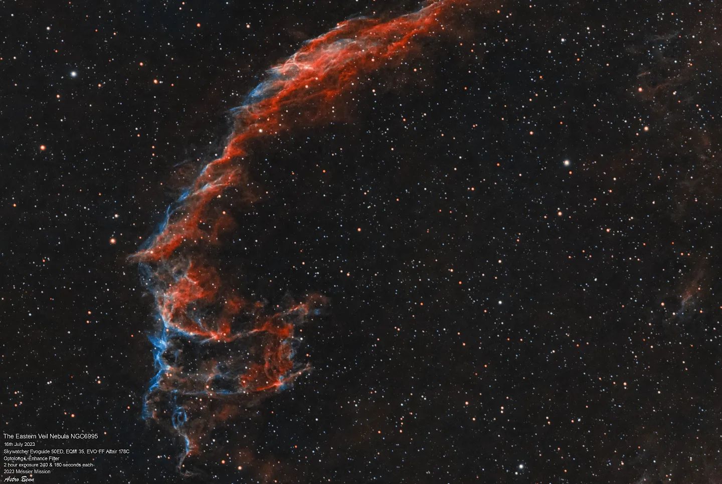 Veil Nebula taken with the Skywatcher Evoguide 50ED