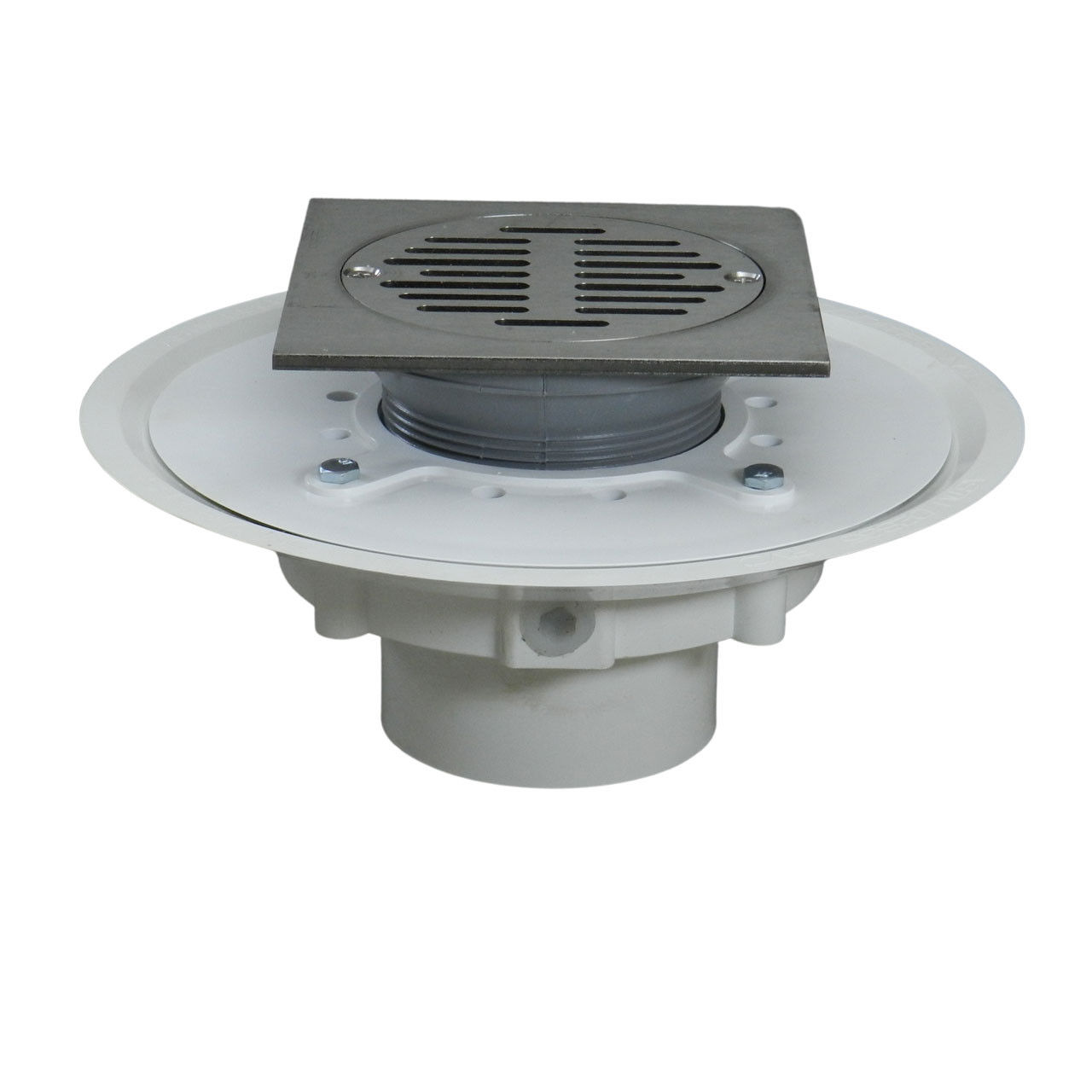 3" Over Pipe Fit Heavy Duty Adjustable Floor Drain with Square Ring with Nickel