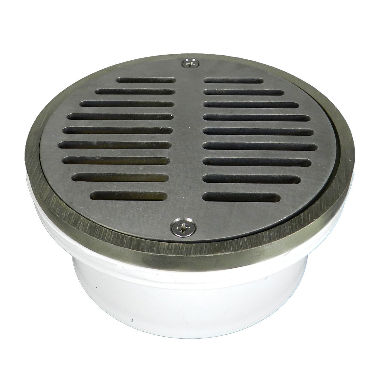 3"x4" Pipe Fit General Purpose Drain with Round Ring with Nickel Sundial Straine