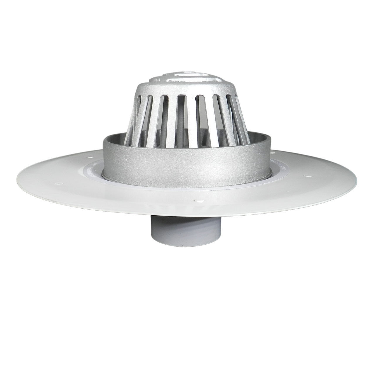 4" Overflow Roof Drain with Plastic Receiver Pan & Aluminum Dome