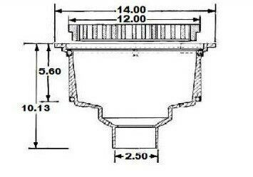 Thumbnail: 2" Square Deep Sump Receptor Drain with Half Plastic Grate