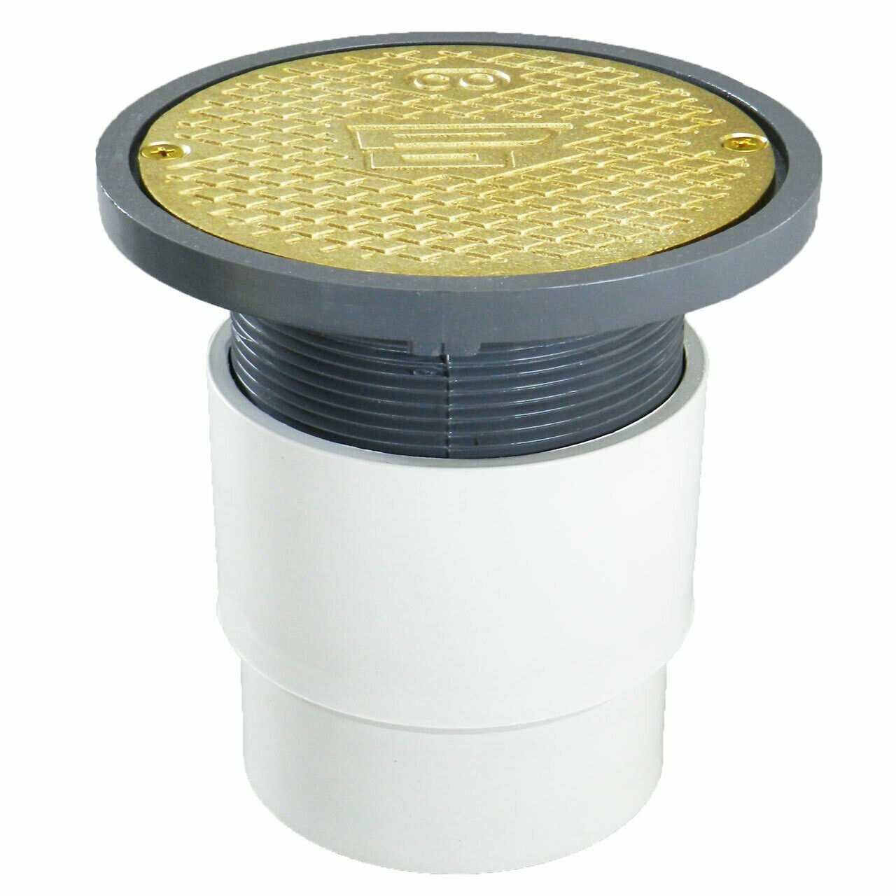 4" Inside Hub Fit Adjustable Cleanout with Scoriated Brass Cover and Round Ring