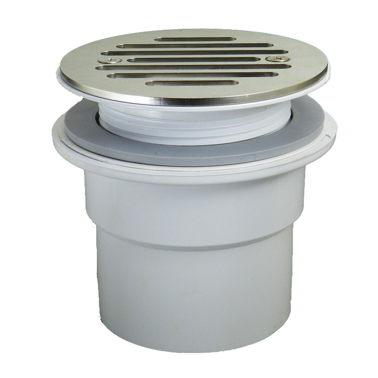 No-Caulk Fiberglass Shower Stall Drain - 2" with Nickel Strainer