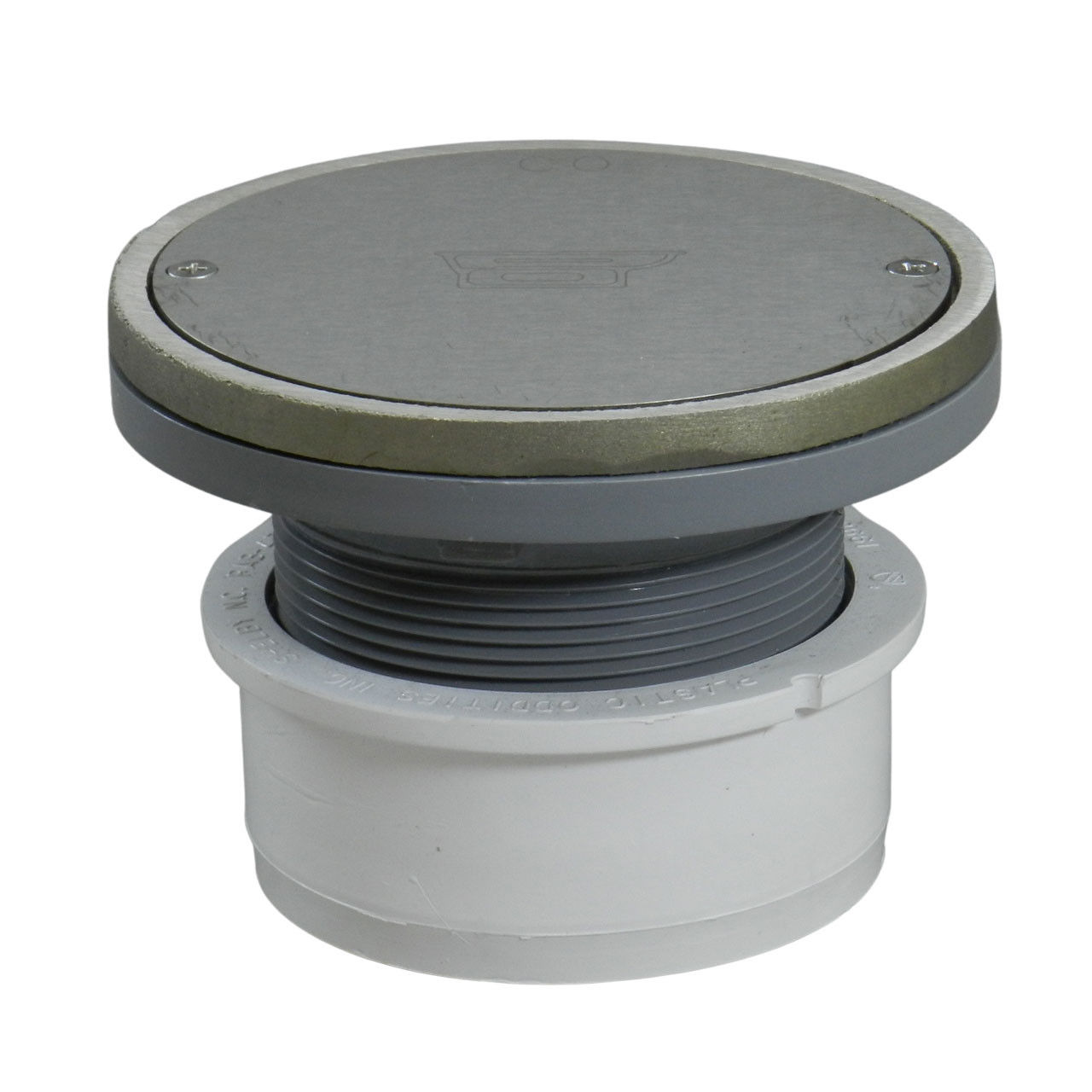 4" Inside Hub Fit Adjustable Cleanout with Scoriated Nickel Cover and Round Ring