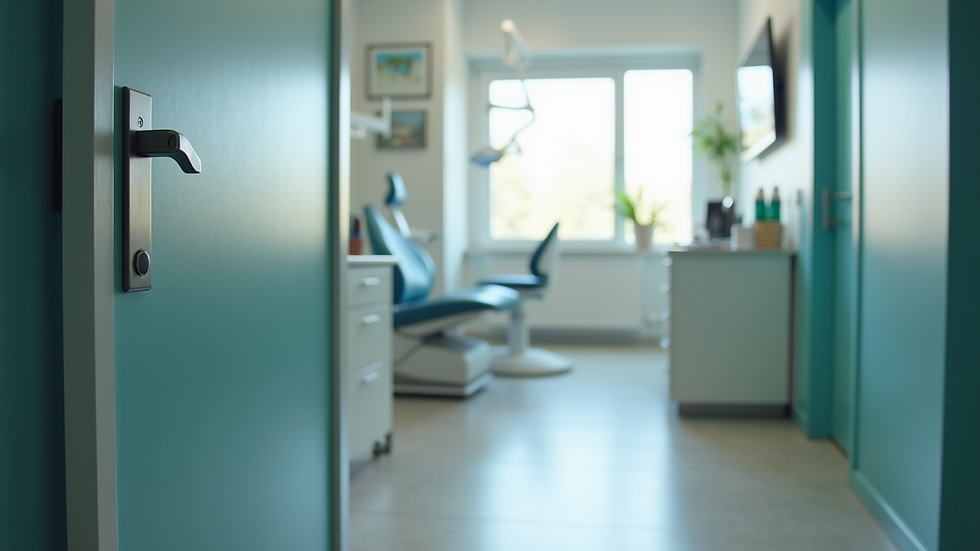 Eye-level view of a dentist's office waiting area