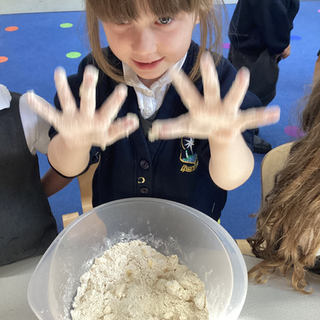 Making delicious Apple Crumble in Reception