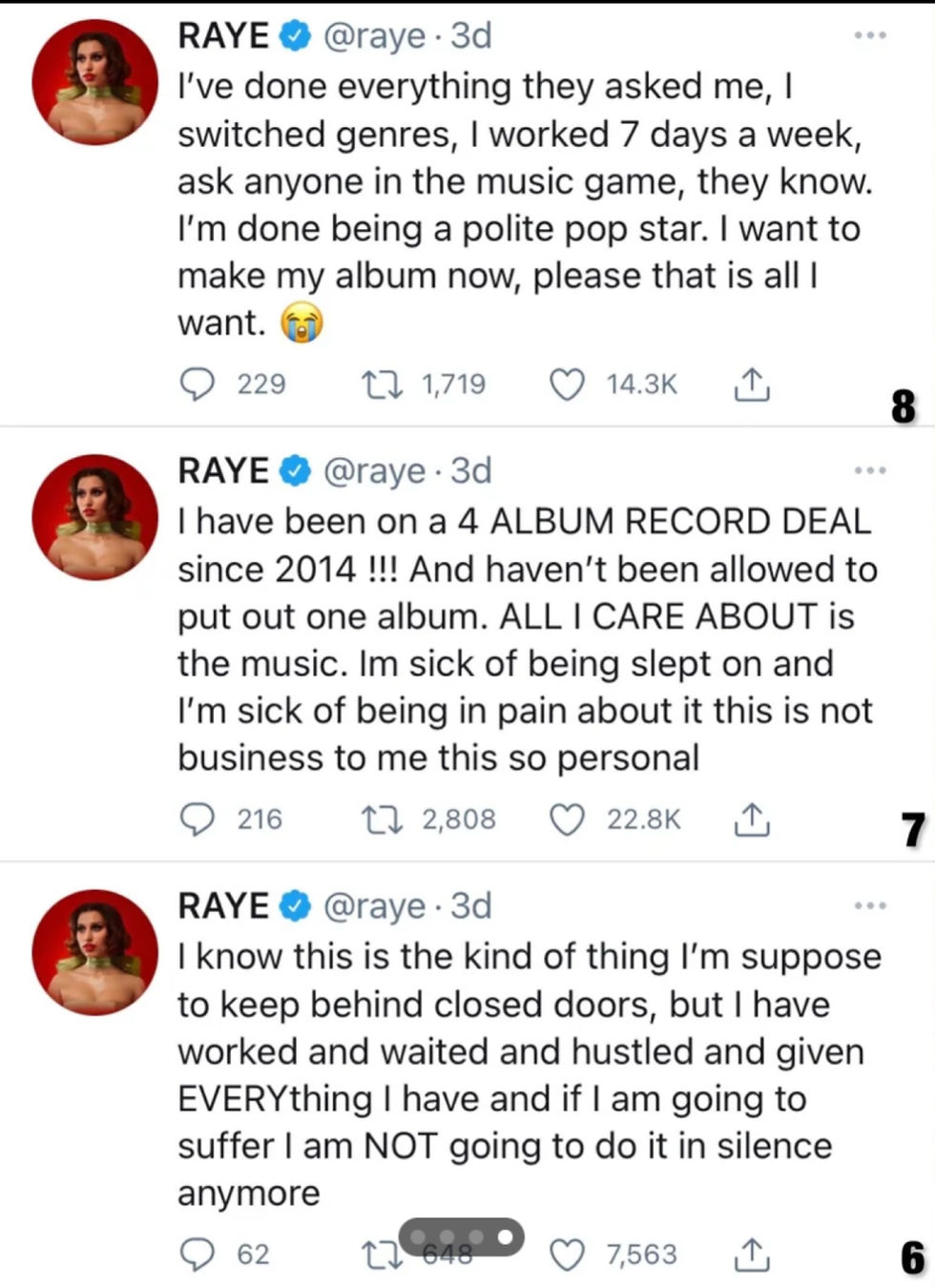 raye tweets