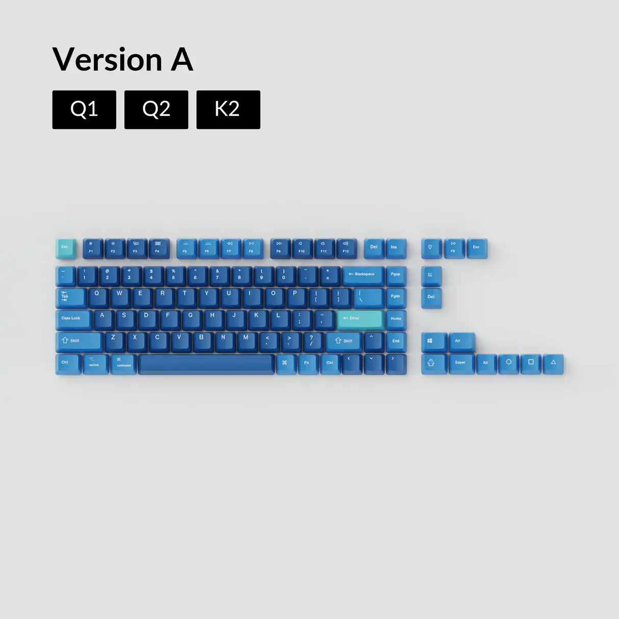 KEYCHRON OEM DYE-SUB PBT KEYCAP SET - OCEAN - VERSION A 75%
