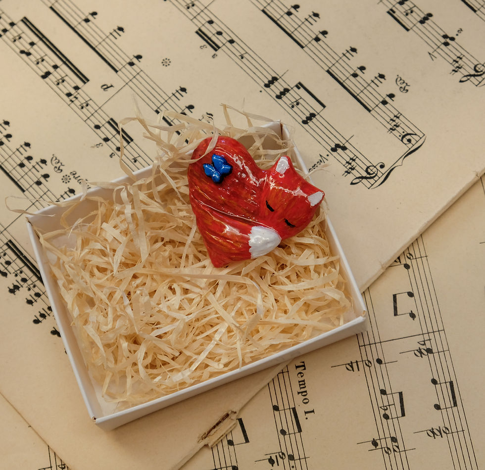 Thumbnail: Heart-Shaped Fox and Blue Butterfly 3D Handmade Pin