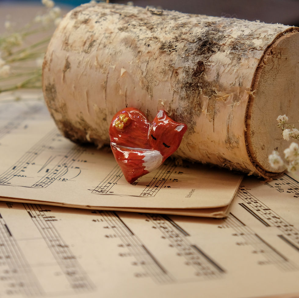 Thumbnail: Heart-Shaped Fox and Yellow Butterfly 3D Handmade Pin