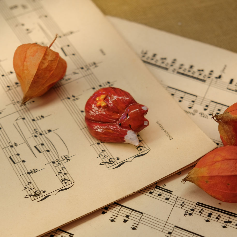 Thumbnail: Sleepy Fox with Yellow Butterfly 3D Handmade Pin