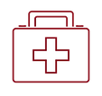 Red first-aid kit with white cross