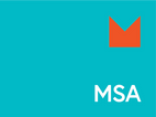 MSA logo: Redsq, teal background
