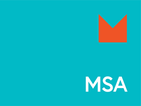 MSA logo: Redsq, teal background
