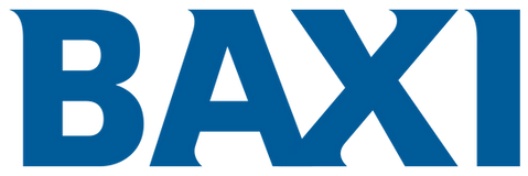 BAXI company logo in bold blue text on a black background.