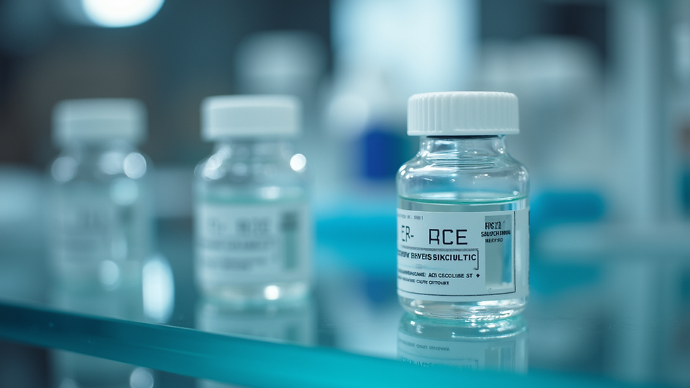 Close-up view of a laboratory setup with CC peptides in focus