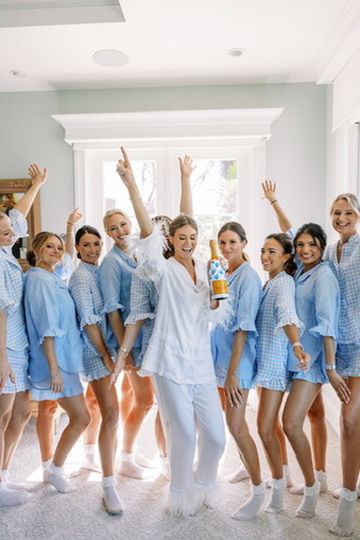 Bride and bridesmaids with spray tan Naples glow.