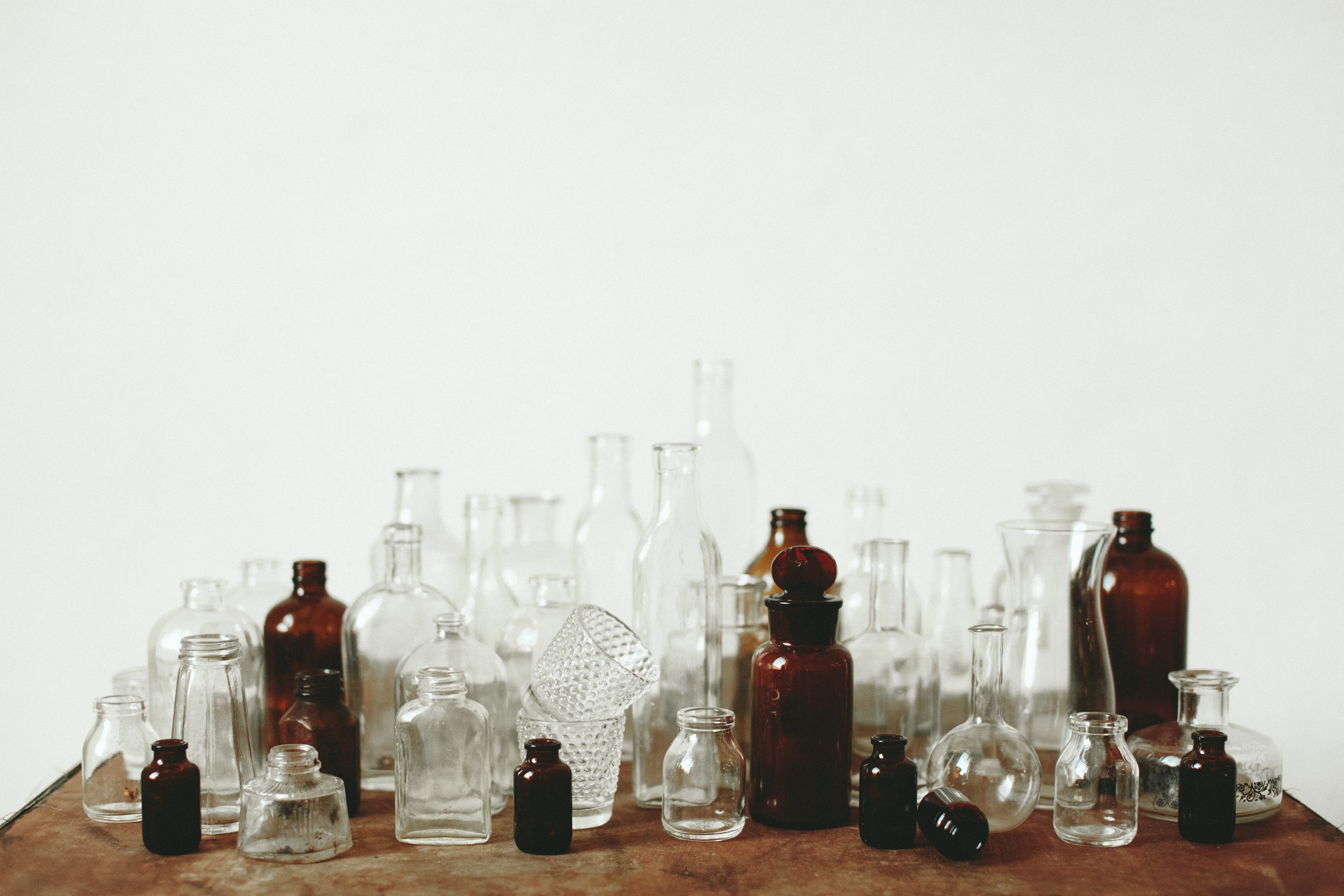 GLASS BOTTLES + CLEAR GLASS VOTIVES