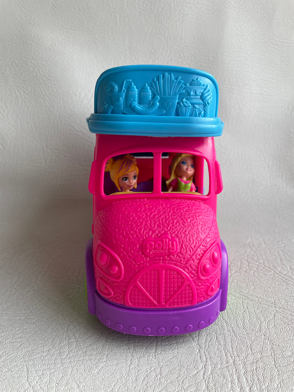 Miniatura: Carro Polly Pocket con 2 muñecas y accesorios