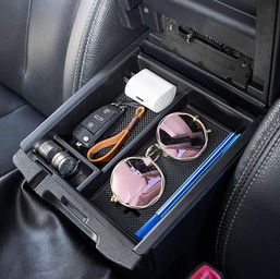 Toyota Tacoma 3rd Generation JDMCAR Compatible with Center Console Organizer Toyota Tacoma Accessories 2022 2021 2020 2019 2018 2017 2016,Tacoma Insert ABS Black Materials Tray - (Red Trim)