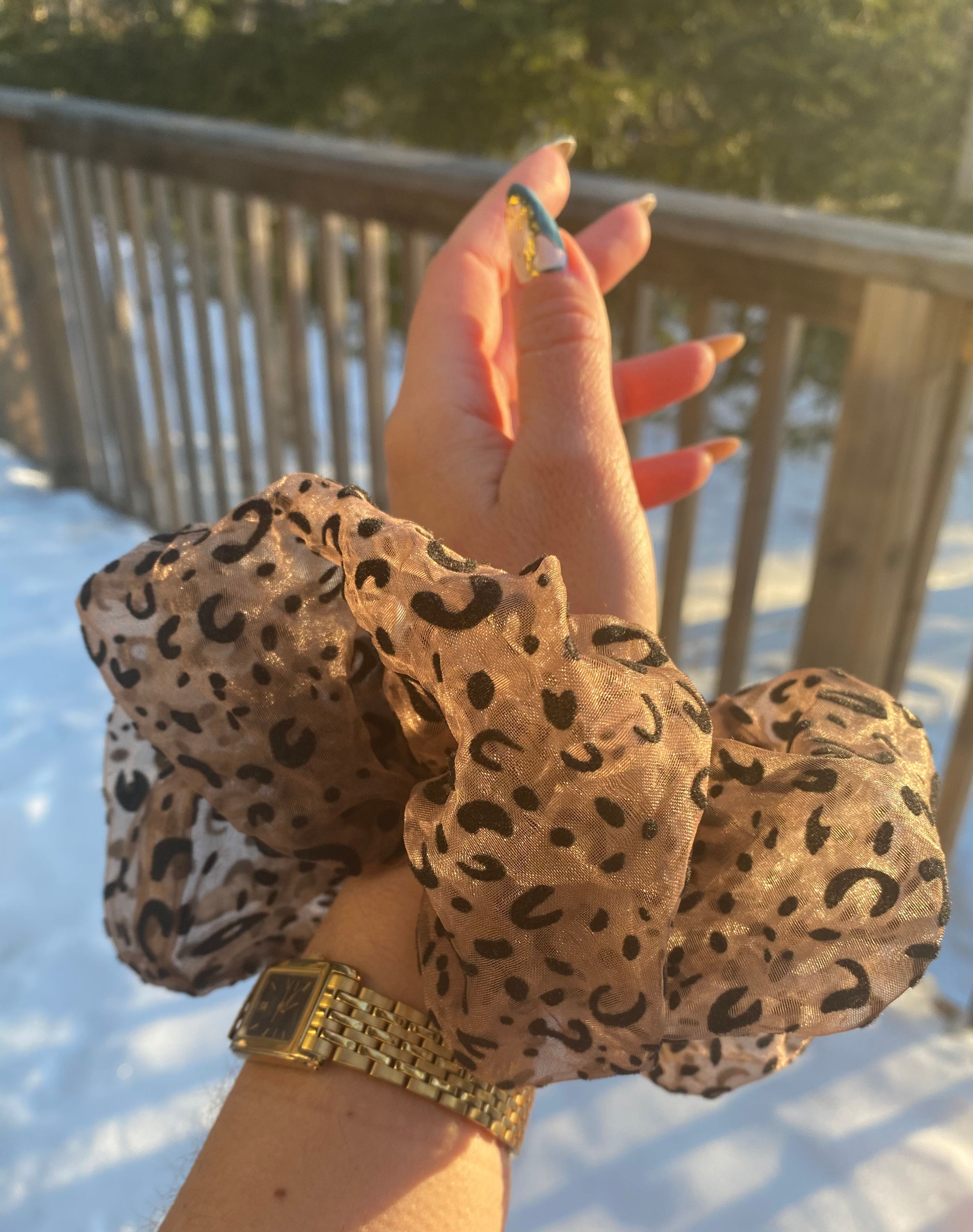 BLÜM jumbo bronze leopard scrunchies