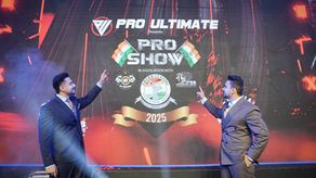 Abhishek Gagneja pointing at IHFF 2025 Mumbai logo