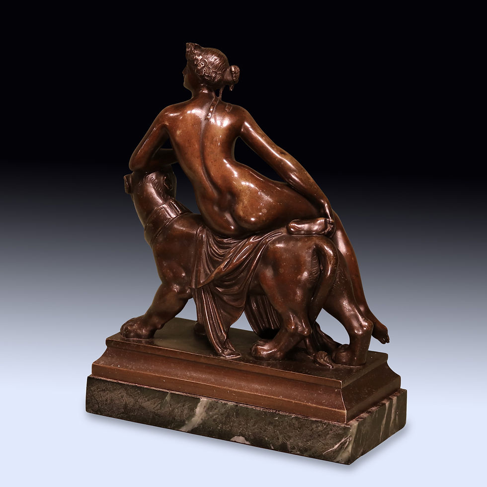 Thumbnail: Antique mid 19th century bronze figure of Ariadne and the Leopard.