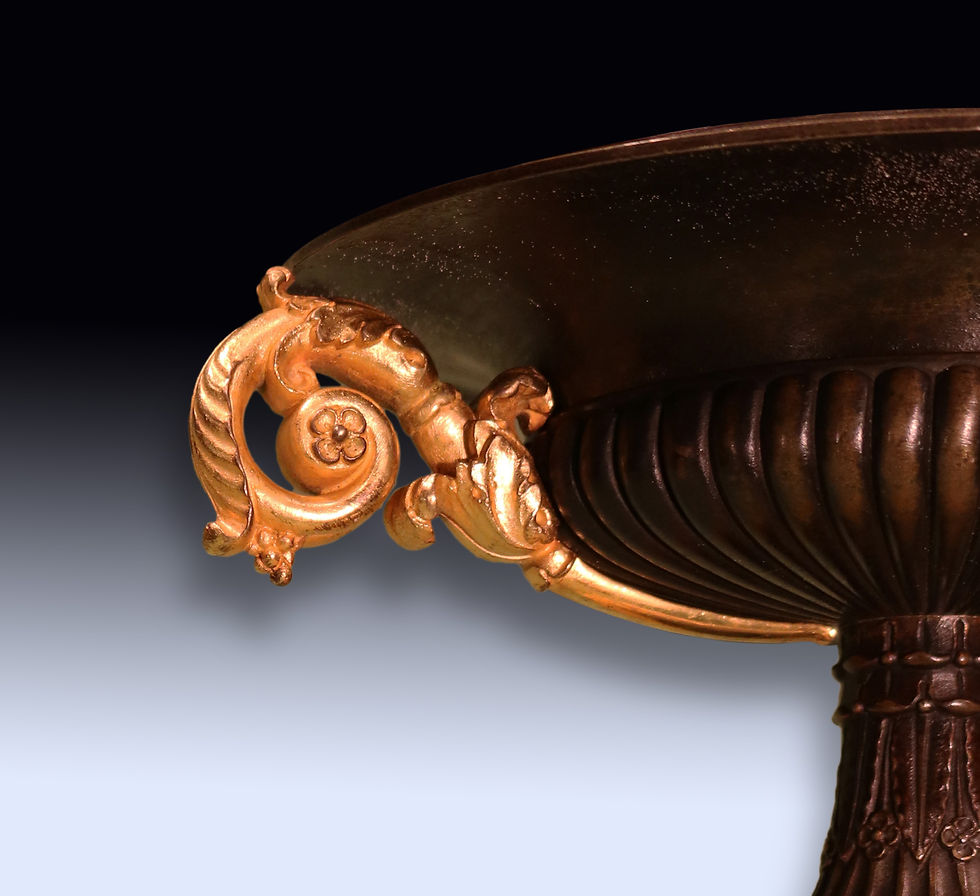 Thumbnail: Antique pair of 19th century bronze, ormolu and Sienna marble tazzas