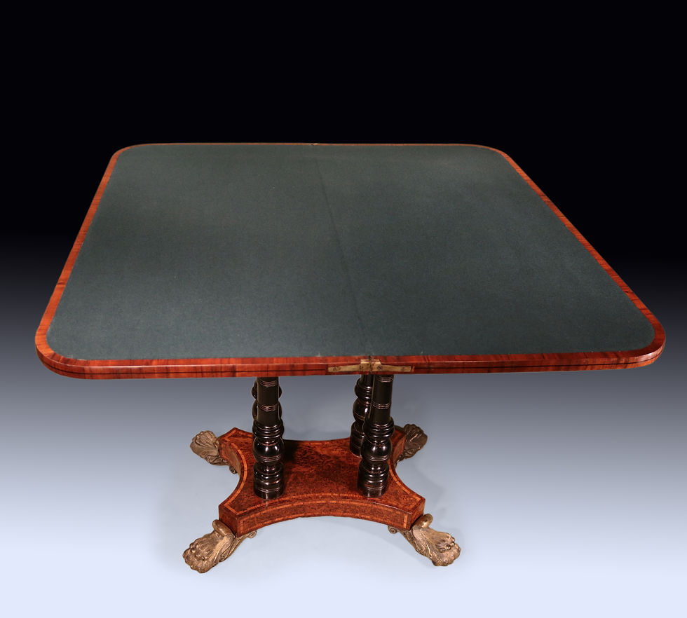 Thumbnail: Antique Regency period burr yew card table
