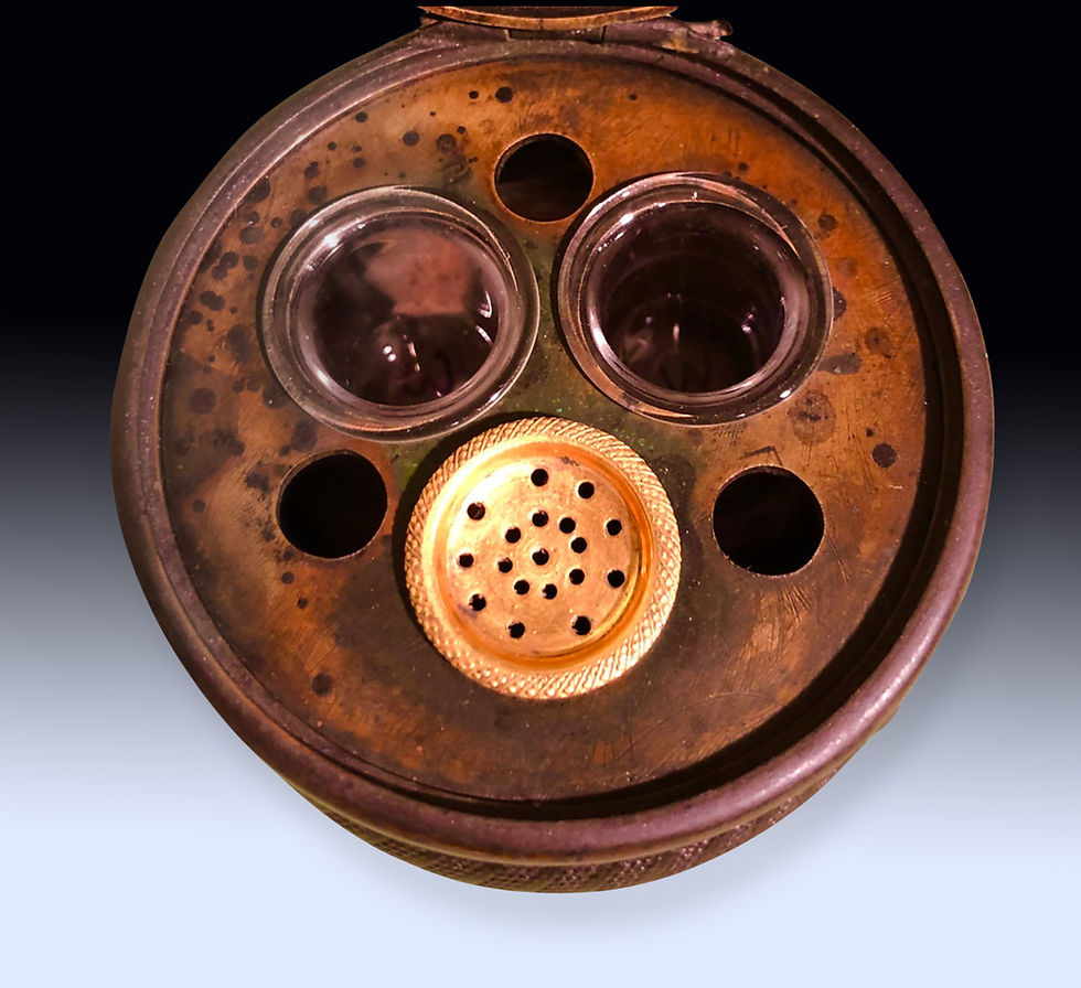 Thumbnail: Regency Period Circular Bronze Inkwell