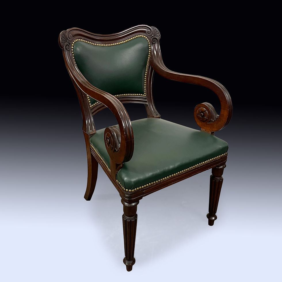 Thumbnail: Antique set of 8 single and two arm mahogany dining chairs