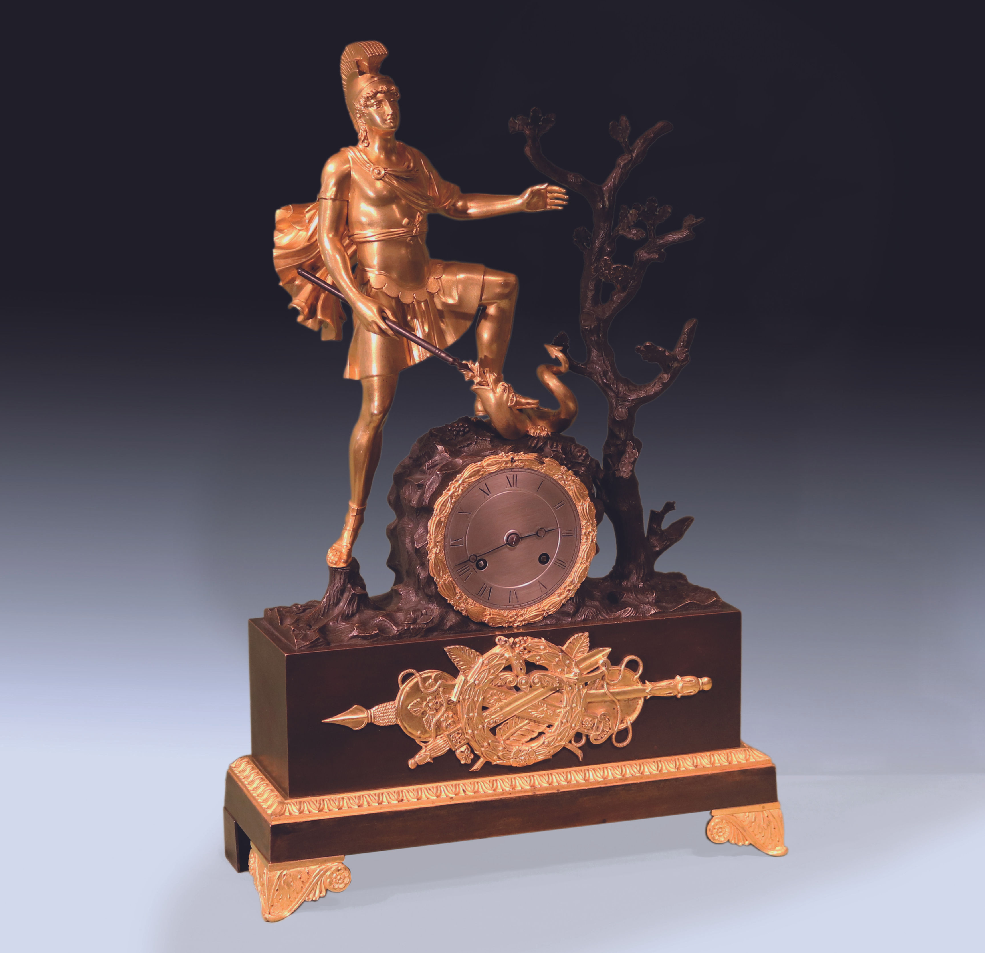 An early 19th century French bronze and ormolu 8 day mantle clock