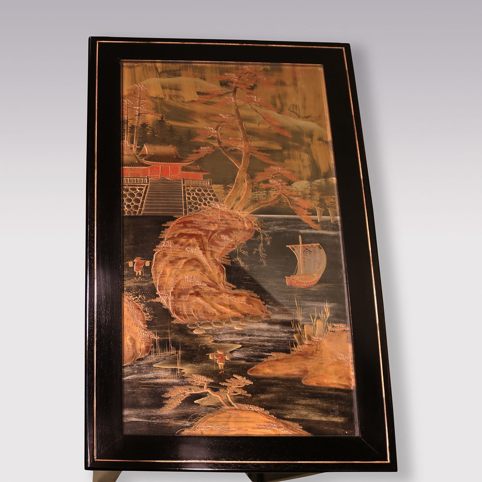 Thumbnail: One pair of early 19th centuryJapanese lacquer panels on a modern stand