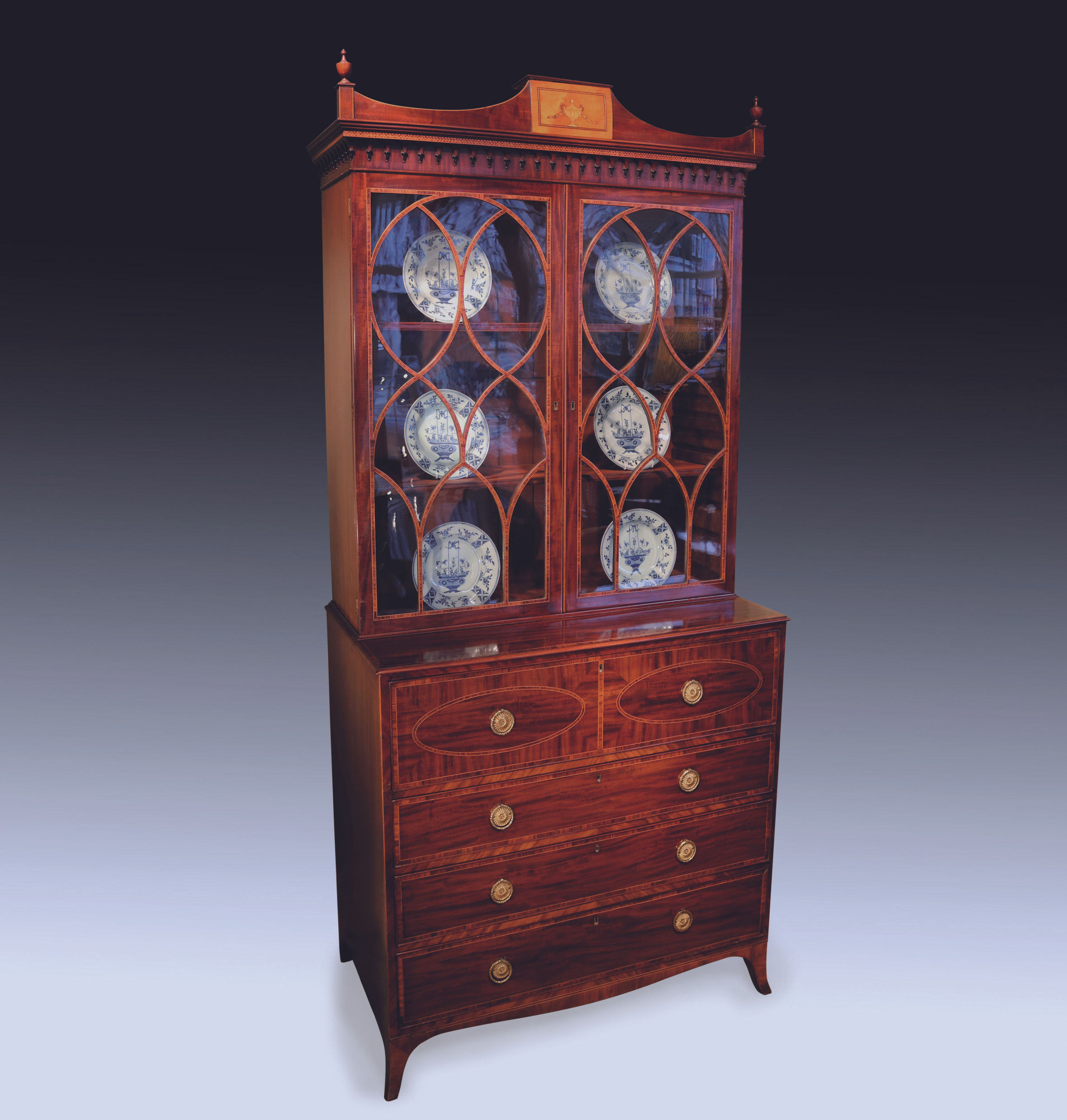 Late 18th Century well figured mahogany Secretaire Bookcase.