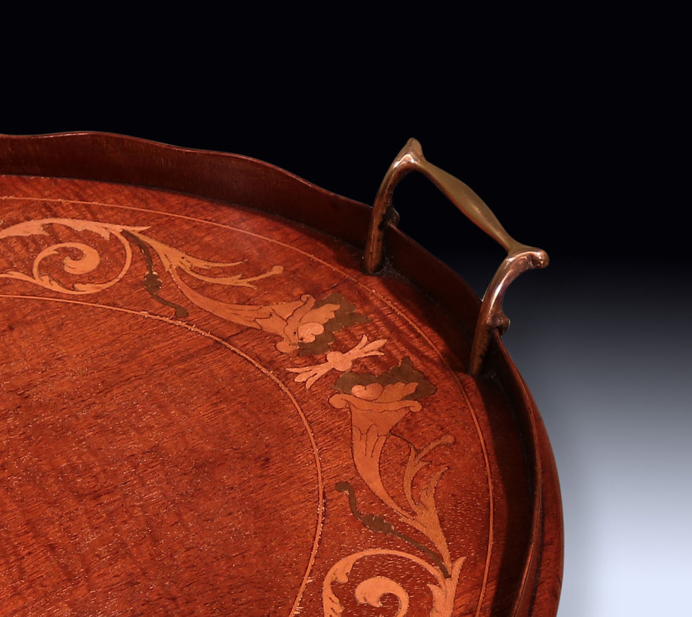 Thumbnail: 19th Century inlaid mahogany tray