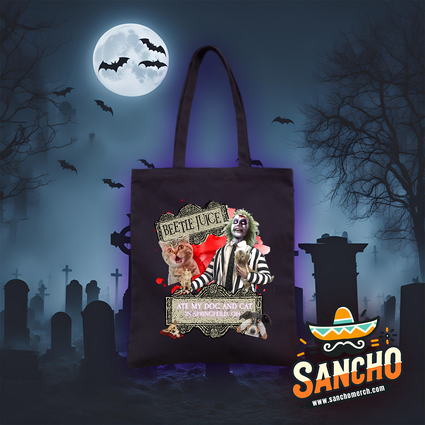 Beetlejuice Ate My Cat and Dog In Springfield, OH (canvas)