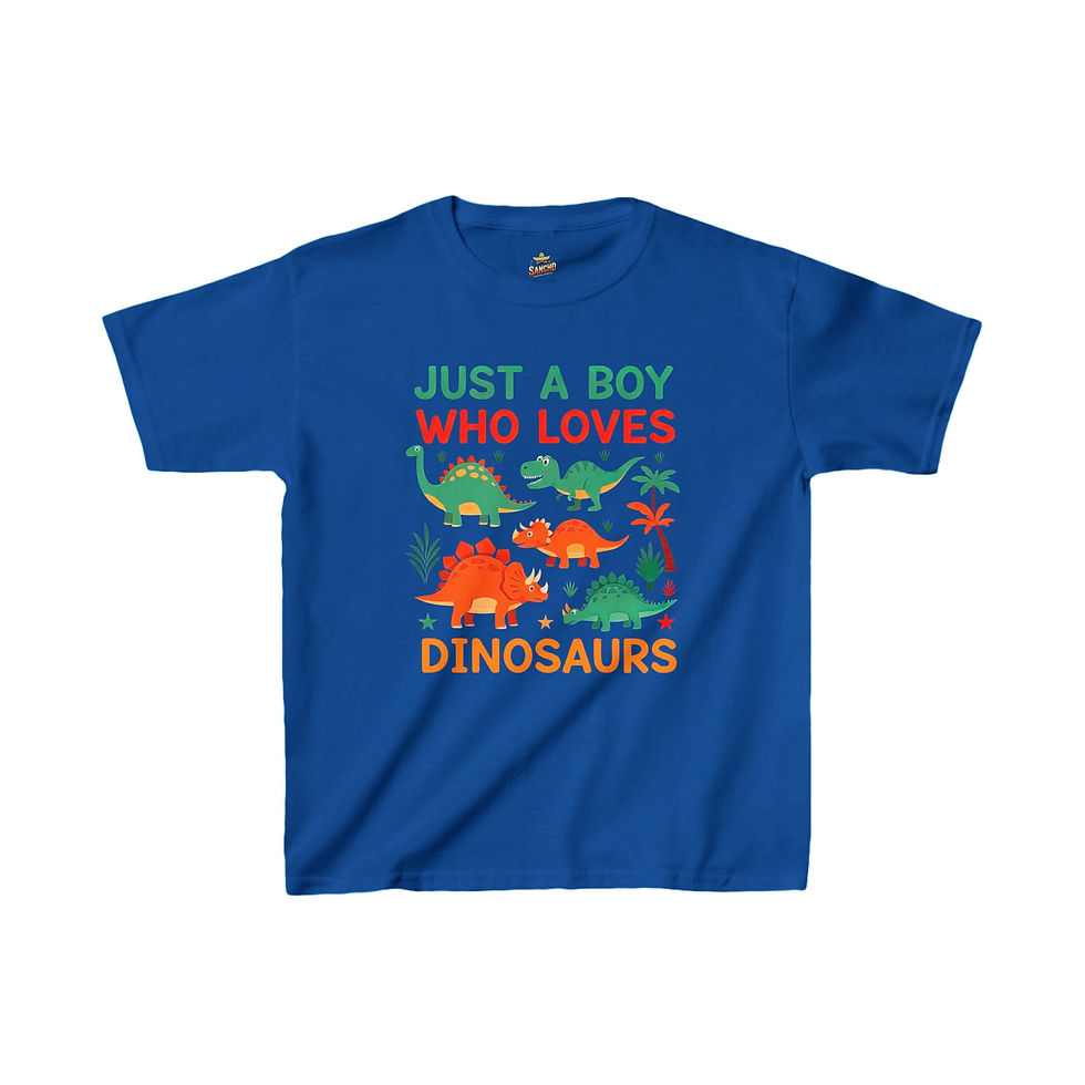 Thumbnail: Just A Boy Who Loves Dinosaurs - Kids Heavy Cotton™ Tee