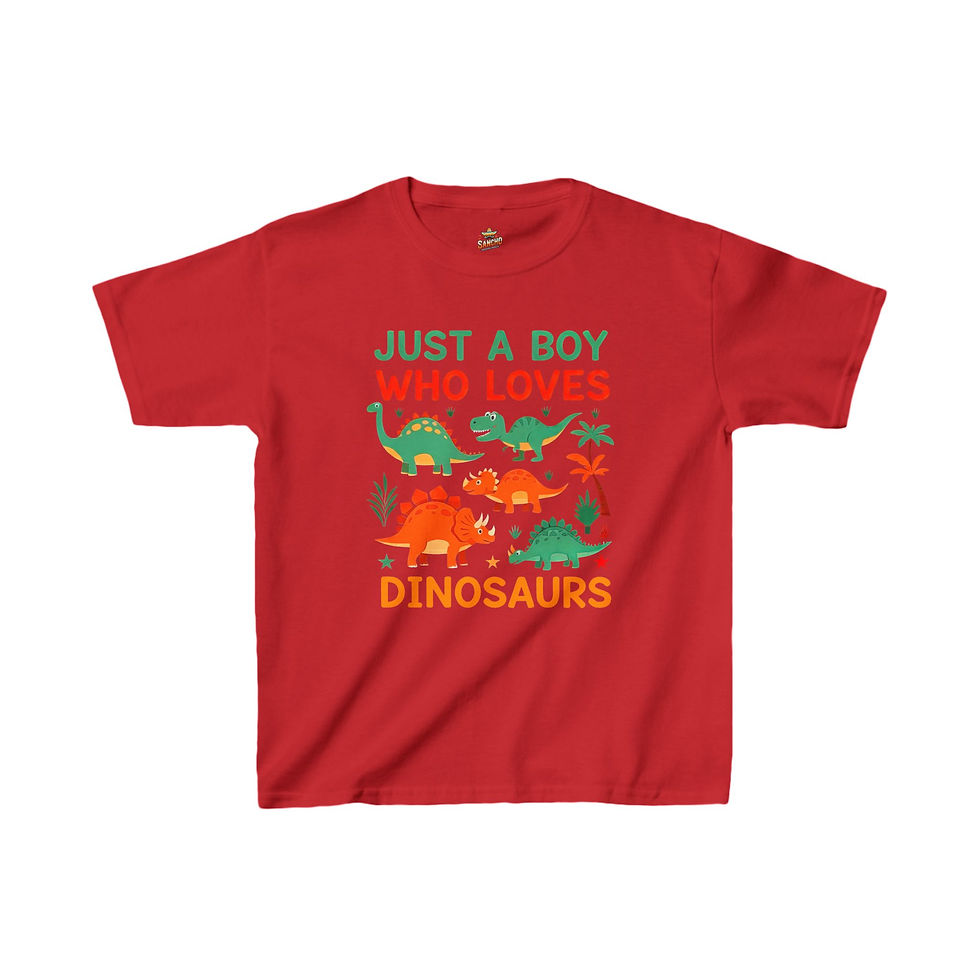 Thumbnail: Just A Boy Who Loves Dinosaurs - Kids Heavy Cotton™ Tee