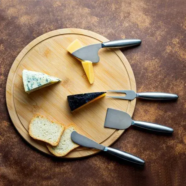 Conjunto para Queijo em Bambu e Inox – 5 Peças Personalizado